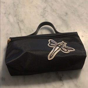 Longchamp Mini Black Wristlet with Dragonfly